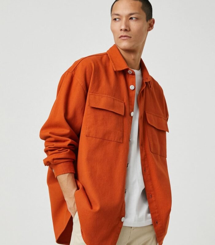 Basic Shirt Classic Collar Buttoned Pocket Detailed