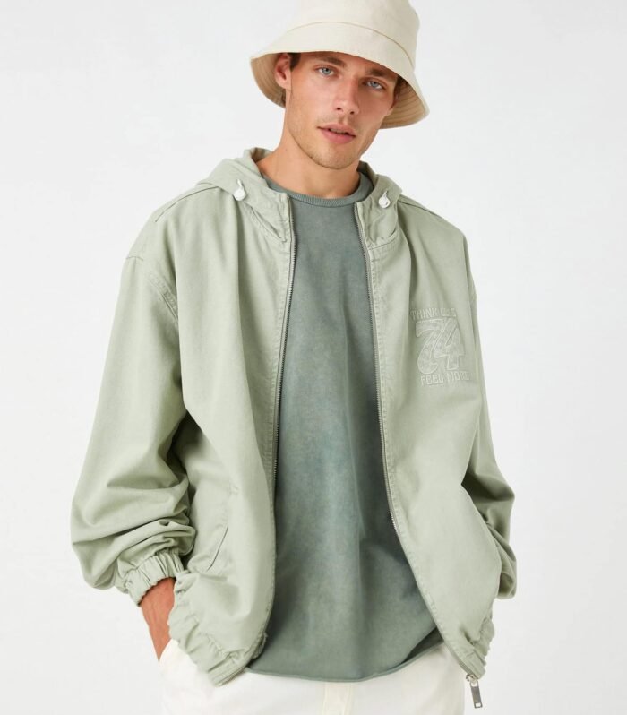 Hooded Denim Jacket Zipper Detail