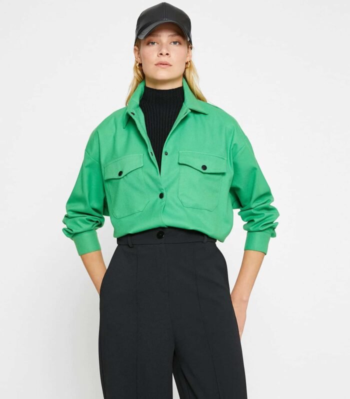 Long Sleeve Shirt Pocket Snap Fastener