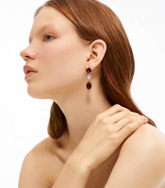 Women's Colorful Oval Stone Dangle Earrings