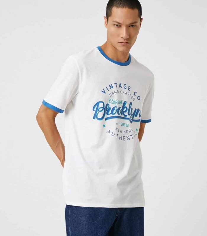 College T-Shirt Printed Crew Neck Short Sleeve