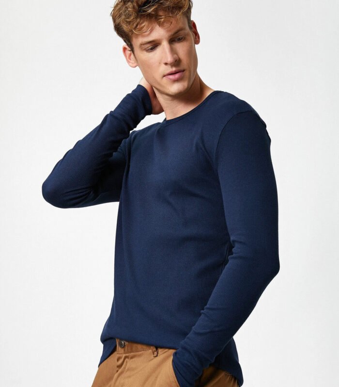 Cotton Crew Neck Long Sleeve T-Shirt