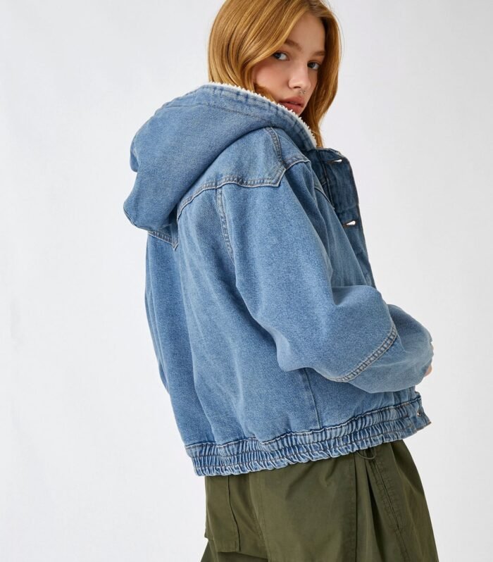 Denim Jacket Hooded Sherpa